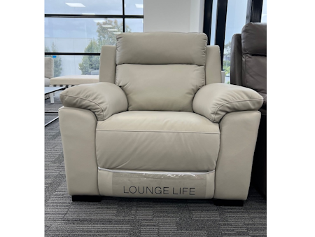 CARDIFF Leather Recliner Armchair (Material- Full Leather ,colour-light Grey,recliner Type-electric Recliner)